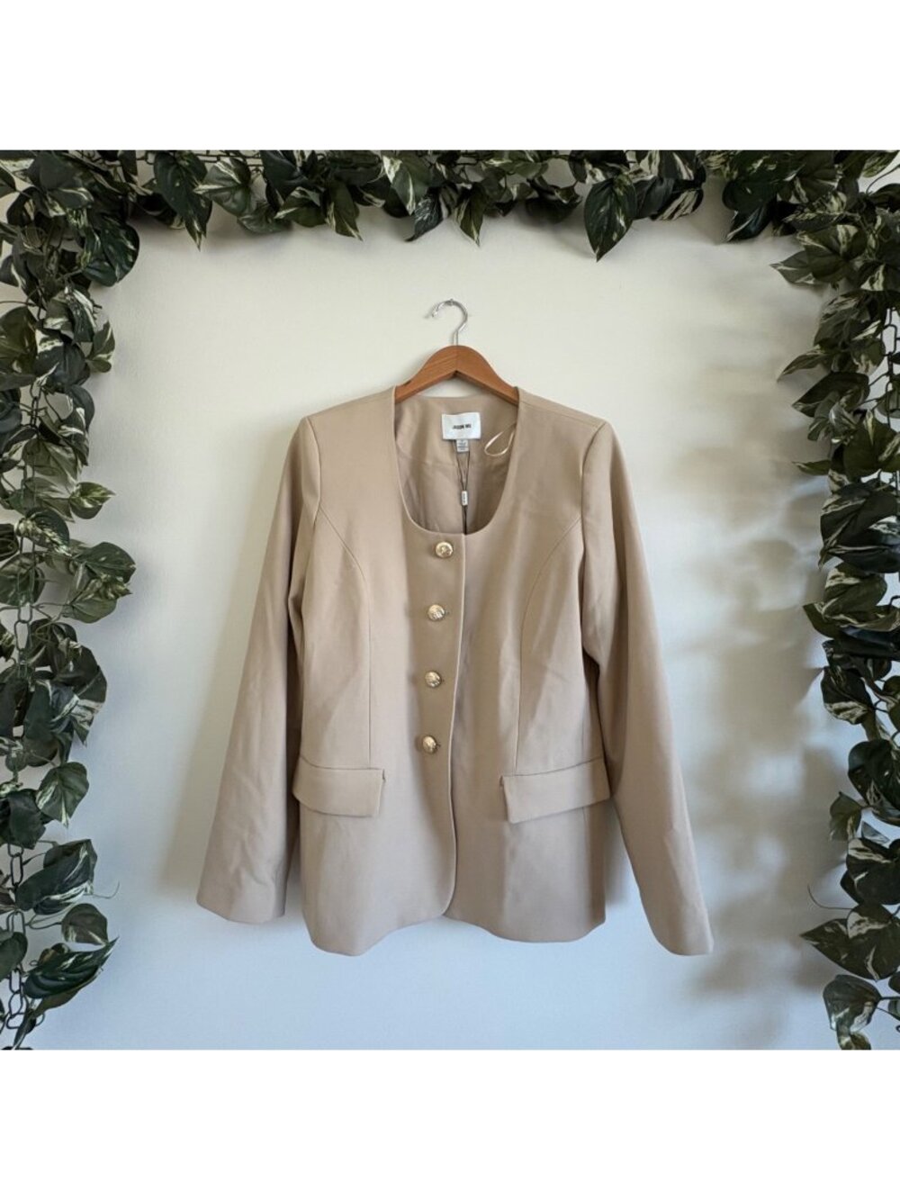 Jason Wu Classic Long Sleeve Front Button Blazer Beige NWT Women’s Size 12